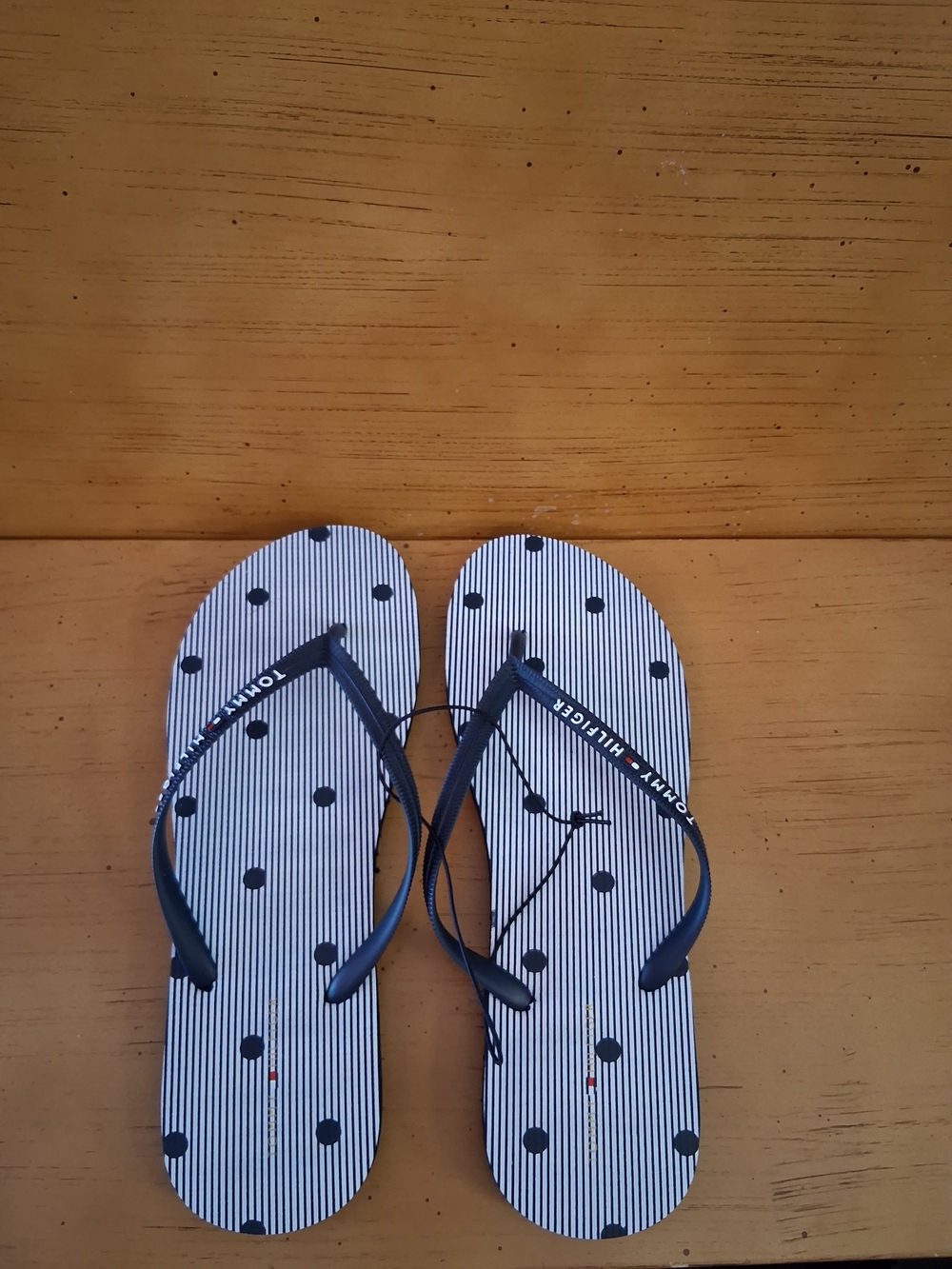 Tommy Hilfiger Navy & White Polka Dot Flip Flops